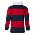 thumbnail image 3 of Sportoli?‚? ® Grands Garçons Polo Rugby à Manches Longues à Larges Rayures 100 % Coton - Rouge (Taille 12), 3 of 7