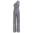 thumbnail image 3 of Xnihocha Combinaison une Pièce Sans Manches pour Femme, Robe de Soirée à une Épaule, Justaucorps à Paillettes, Robe de Soirée Gris 3TG, 3 of 7