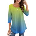 thumbnail image 1 of Birdeem Blouse pour Femmes Col Rond Manches 3/4 Boutonnée, 1 of 9