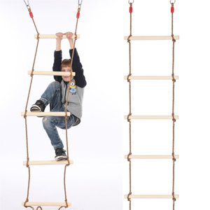 Maskred Échelle de corde pour les enfants avec Rungs en bois Échaud extérieur intérieur Escalade Échelles Swing Jouets Enfants Sport Cadeau