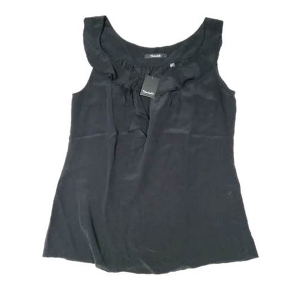 $158 TAHARI Débardeur en Soie à Volants M18FA510 Noir ( m )