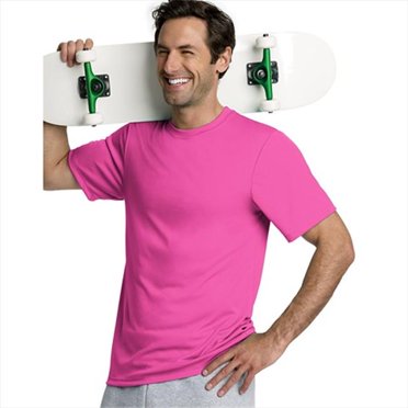 Hanes 4820 Cool Dri Tagless Men T-Shirt Size Medium - Wow Pink