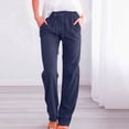 thumbnail image 2 of Dealovy Womens Plus Size Cotton Linen Pants High Waist Drawstring Loose Summer Lounge Trousers with Pockets, 2 of 6