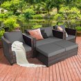 thumbnail image 2 of Gymax Ensemble de Mobilier de Conversation en Rotin pour Patio Extérieur 5 Pcs avec Coussins Gris, 2 of 10