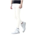 thumbnail image 1 of GDREDA Girls' Basic Solid Full Length Cotton Soft Leggings (White,3-4 Years), 1 of 7