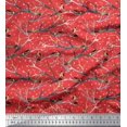 thumbnail image 1 of Soimoi Orange Moss Georgette Fabric Branch,Dot & American Robin Bird Decor Fabric Printed BTY 42 Inch Wide, 1 of 3