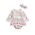 thumbnail image 1 of Diconna Baby Girl Christmas Outfit Reindeer Long-Sleeve Romper  Hairband, 1 of 8