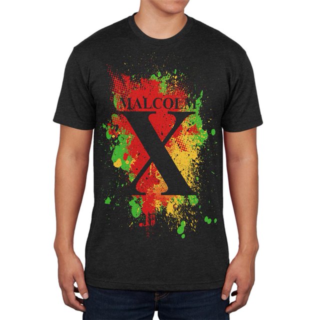 Malcolm X T-Shirt Doux pour Homme à Éclaboussures Abstraites