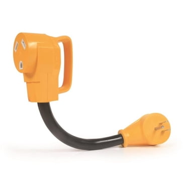 Camco Heavy-Duty RV Electrical Adapter with PowerGrip Handle (15-Amp Male to 30-Amp Female, 12-Inch, 10/3-Gauge Wires)