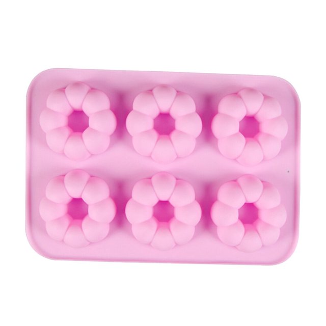 6-Cavity Silicone Pumpkin Donuts Pan Non-stick Doughnut Molds Kitchen Baking Tray for Soap Pudding Puff Cake (Random)