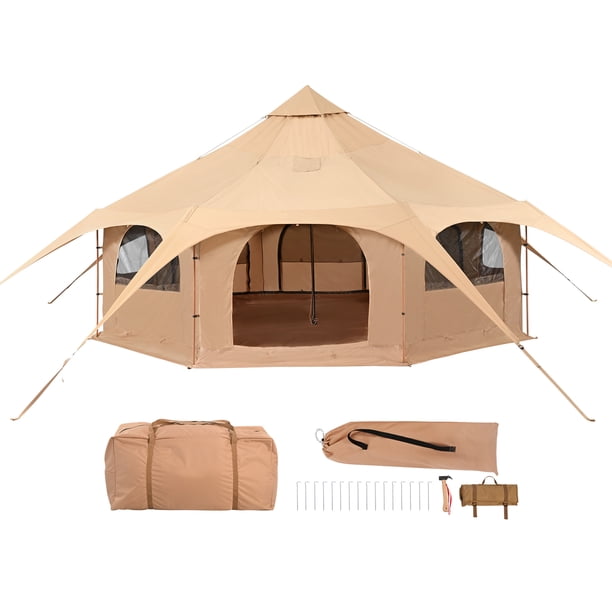 KFFKFF Canvas Tent, 4 Seasons 5 m/16.4 ft Bell Tent, Canvas Tent
