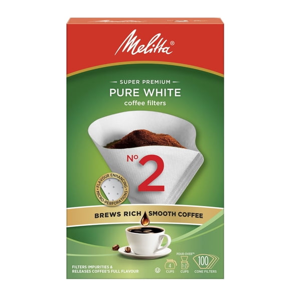 Filtre à café conique Melitta en blanc pur No. 2