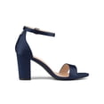 thumbnail image 3 of BLISSFUL STEP Women's Shoes Ankle Strap Buckle Block Heel Sandals Navy Blue 5.5, 3 of 8