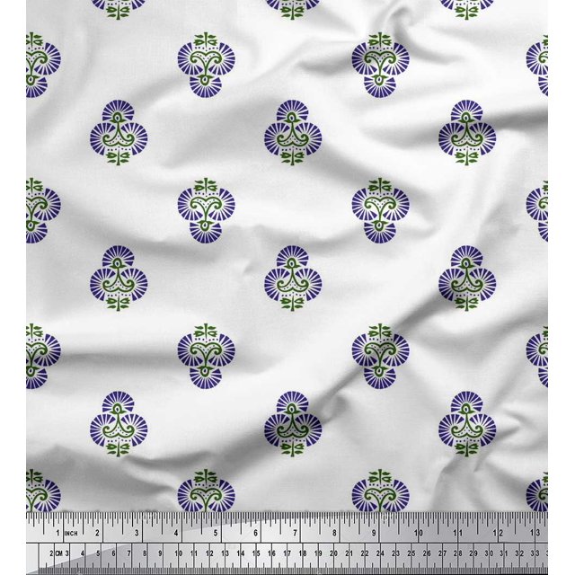 Soimoi Georgette Viscose Fabric Floral Block Fabric Prints by Yard 42 Inch Wide
