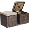 thumbnail image 4 of Costway 2 Pcs Poufs de Patio en Rotin Table d'Appoint Coffre de Rangement Repose-Pieds avec Coussin Beige, 4 of 10