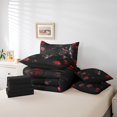 thumbnail image 4 of Black Wolf Ensemble de Douillette 7 Pcs Lit en Sac Simple, Ensembles de Literie Rose Rouges Fleurs Romantiques Draps de Lit, Ensemble de Draps Animaux Sauvages de la Forêt avec Douillette, 4 of 6