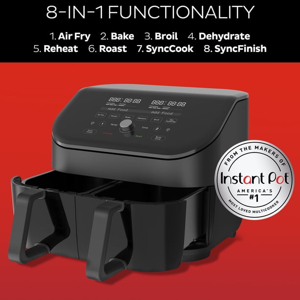 【新品】Instant Vortex Plus エアフライヤーオーブン 8in1 Instant Pot Vortex™ Plus Dual Air Fryer with ClearCook, 8QT, Black