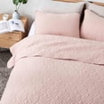 thumbnail image 3 of Peace Nest Premium Damask Pattern Reversible Coverlet Set 100% Soft Microfiber Fabric, Pink, King Size, 3 of 5
