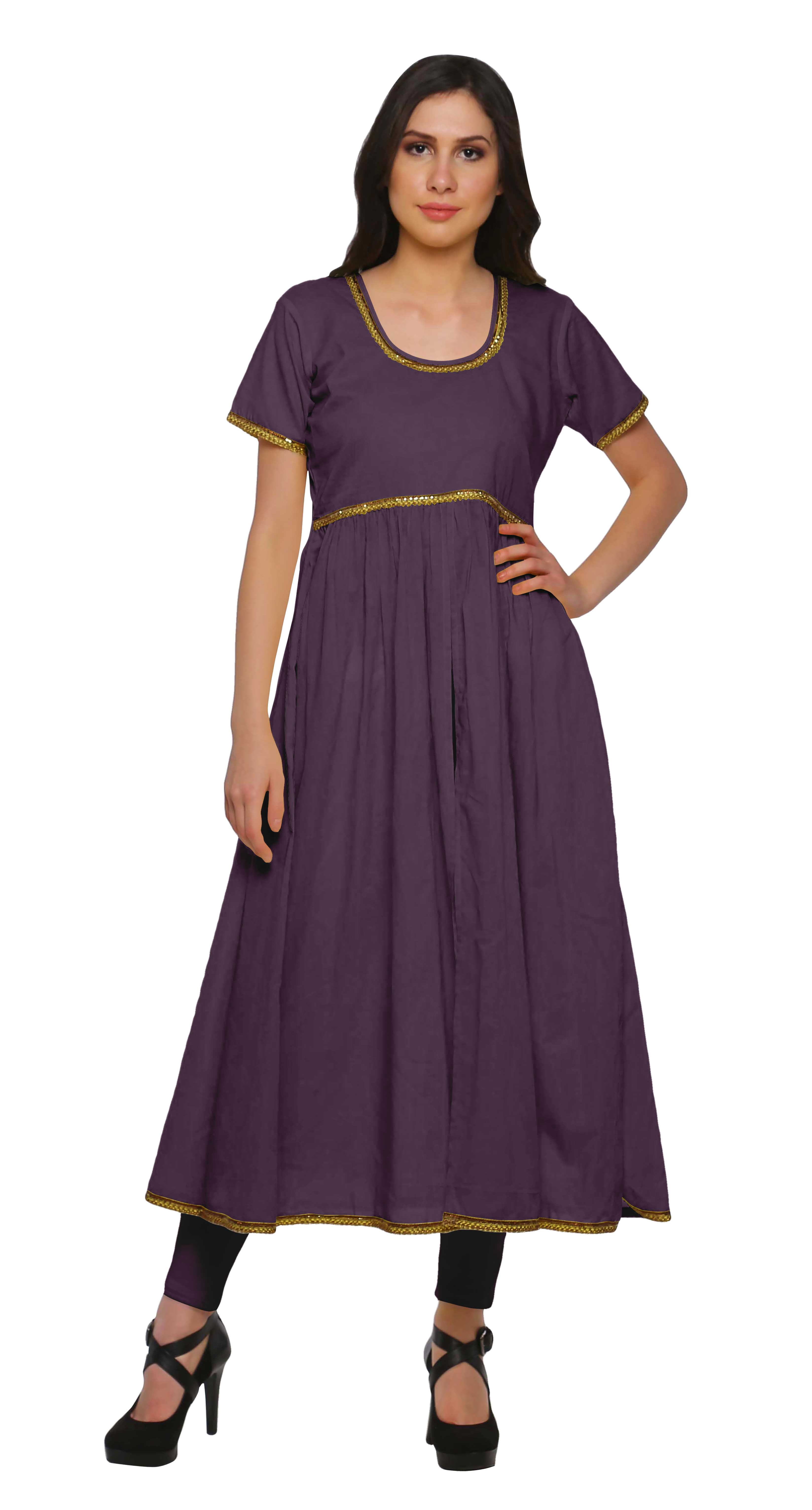 Moomaya Indian Women Cotton Front Slit Kurtis Solid Bollywood Designer Kurti