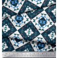 thumbnail image 2 of Soimoi White Velvet Fabric Check & Geometric Print Fabric by Yard 58 Inch Wide, 2 of 5