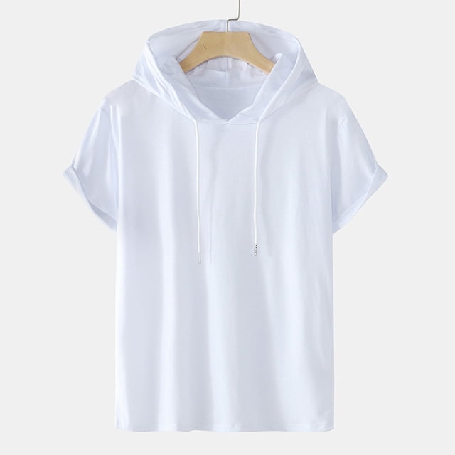 EGNMCR T-shirts pour Hommes Hommes Décontracté Uni Mode à Capuche Chandail à Manches Courtes T-Shirt de Sport Haut