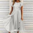 thumbnail image 1 of Robes Maxi Aguichant pour Femmes, Décontractées, à Manches Mi-Longues, d'Été, de Plage, Robe Soleil Hawaïenne, Coupe Évasée, Longue, 1 of 6