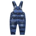 thumbnail image 2 of KIDSCOOL SPACE Baby Boy Girl Jean Overalls,Toddler Ripped Denim Cute Workwear,Blue,2-3 Years, 2 of 7