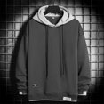 thumbnail image 2 of Mrat Chandail à Capuchon Surdimensionné pour Hommes Automne Chandail à Capuchon de Printemps pour Hommes Ample Color Collocation Mode Décontracté Chemise de Sport Chandail à Capuchon Chandail à Capuchon Robe à Capuchon pour Hommes P-30 Gris P, 2 of 5
