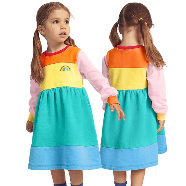 Robe d'Automne Hiver pour Bébé Fille Robe en Velours Côtelé Manches Longues pour 1-8 Ans