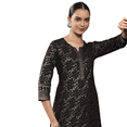 thumbnail image 3 of Biba Rangriti Indian Ethnic Straight Kurta (Festive Essentials 20822), Black, Size 38, 3 of 5