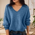 thumbnail image 2 of BLVB Chandails Chauds pour Femmes Col en V Classique Doux Chandail Confortable Ample Décontracté Manches Longues Automne Hiver, 2 of 5