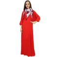 thumbnail image 3 of Bimba Robe Maxi pour Femme avec Franges avec Foulard Boho Rouge Robes d'Été-24, 3 of 6