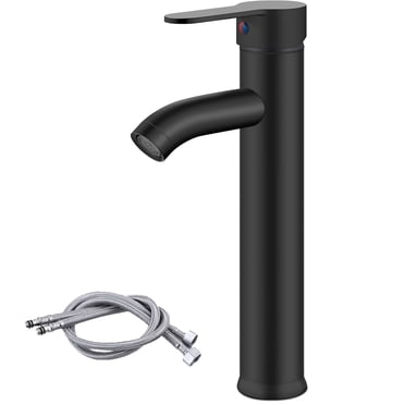 Bathroom Vessel Sink Faucet Single Handle Matte Black Lavatory Vanity Mixer Tap Tall Spout Single Hole
