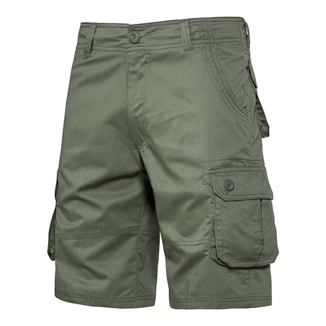 Sentmoon Mens Cargo Shorts High Waist Beach Shorts Loose Solid Color Button 2025 Summer Gym Shorts Multi Pocket Man Comfy for Sports Running Army Green 32