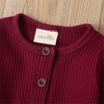 thumbnail image 3 of Baby Boy Girl Button Romper One Piece Solid Color Knit Ribbed Jumpsuit, 3 of 9