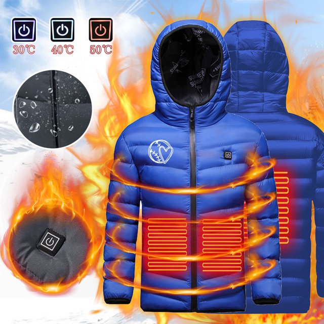 LSLJS Kids Heated Jacket, USB Intelligent Constant Temperature Heated Windproof Plus Size Coat for Children Winter 3 Heated Jacket Coat, Baby Boys' Outerwear Jackets