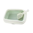 thumbnail image 2 of Cat Litter Box Open Top Kitty Litter Box Tray Semi Enclosed Cat Sand Basin with green L, 2 of 9