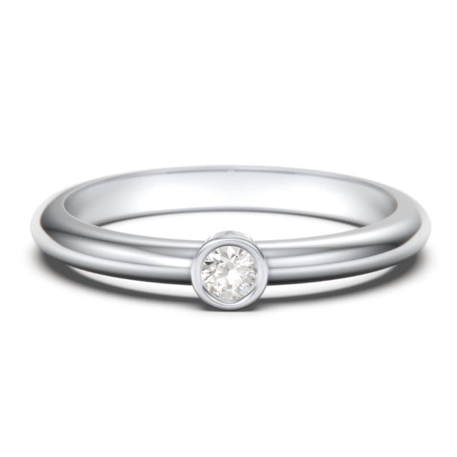 Bague Classique à Pierre de Naissance Sertie Clos - Zircon Cubique / Topaze Blanche (Avril)