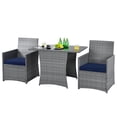 thumbnail image 1 of Patiojoy 3PCS Patio Rattan Furniture Set Outdoor Wicker Table & Chair Set w/Cushions Navy, 1 of 6