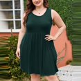 thumbnail image 4 of Jovati Casual Sleeveless Round-Neck Knee-High Dress for Women, Solid Color, Pockets, Polyester-Spandex Blend, Plus Size XL–XXXXXL, Spring Summer, 4 of 5