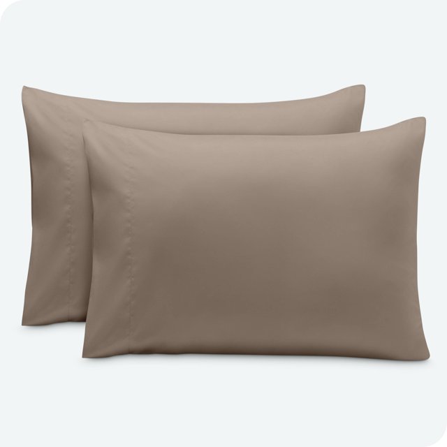 Bare Home Pillowcase Set - Envelope Closure - Premium 1800 Collection - Double Brushed - Ultra Soft - Queen Size, Taupe, 2 Count