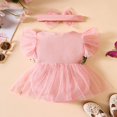 thumbnail image 3 of Infant Romper Dress Flower Leaves Embroidery Jumpsuits with Headband, 3 of 9