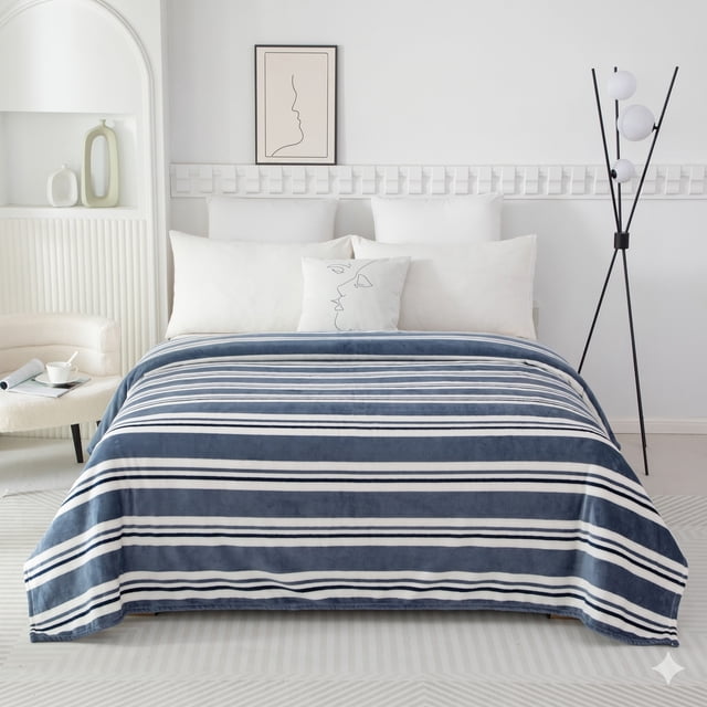 Couverture en peluche Mainstays Rayures bleues DQ