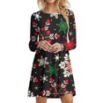 thumbnail image 1 of XZNGL Robe à Manches Longues Femme Mode Femme Décontractée à Manches Longues Col Rond Robe Imprimée de Noël Longueur Genou Robe à Manches Longues pour Femmes Robe à Manches Longues pour Femmes Aguichant, 1 of 5