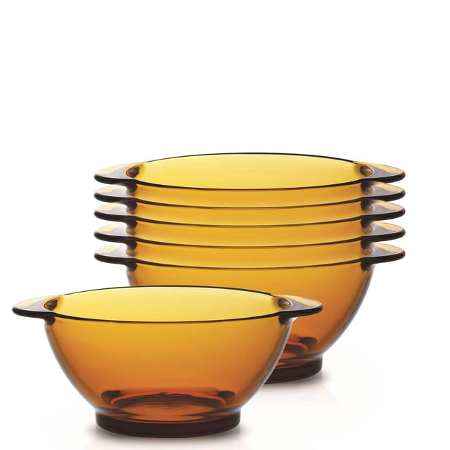 Duralex Lys Bol Ambre avec Poignées 510 ml, Ensemble de 6, Bols en Verre Ambre Empilés avec Deux Poignées Chacun, Faits de Verre durable Résistant aux Chocs Thermiques, Présentant une texture Lisse et un design simple Convenant aux Repas Quotidiens et au Service de Céréales Ou de Soupe.
