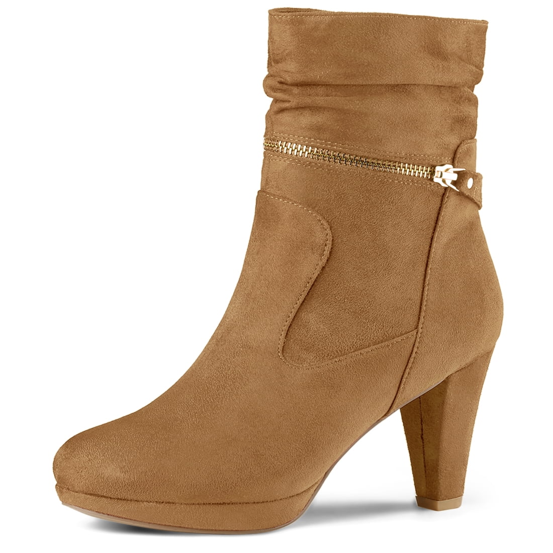 Unique Bargains Women's Ankle Zip Platform High Heel Boots
