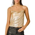 thumbnail image 1 of INSPIRE CHIC Camisole à Bretelles Spaghetti Métallisée Scintillante à Col Bénitier pour Femme, 1 of 6