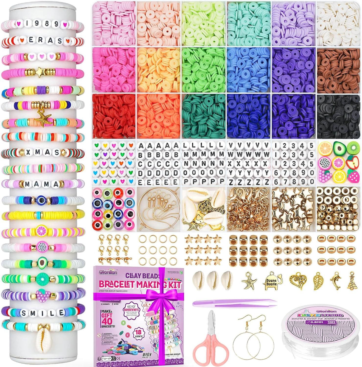 Arts and Crafts Clay Bracelet Making Kit with 5200 Pieces, Beads