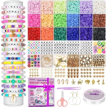 Arts and Crafts Clay Bracelet Making Kit with 5200 Pieces, Beads for Bracelet Making, Perfect Crafts for Kids, Friendship Beads for Jewelry Making, Ideal Gift for Girls Aged 4-12 Years Old