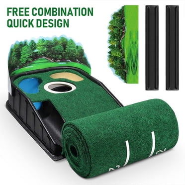 Tapis de Golf pour Passer, Vert d'Entraînement Portable à 3 Trous, Aide à l'Entraînement Intérieur Extérieur, Simulateur de Roulement Réaliste, Conception Compacte pour l'Amélioration des Habiletés à la Maison et au Bureau